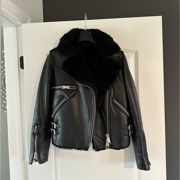 All Saints Jackets & Blazers - All Saints Black Sherpa Leather Jacket